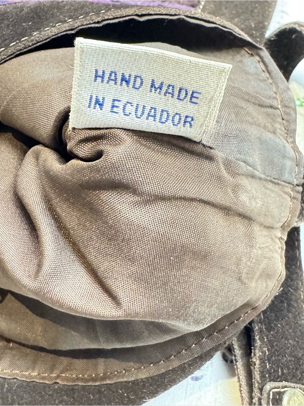 Handmade Ecuadorian Suede Boho Crossbody Bag Woven Tribal Textile - Picture 6 of 6